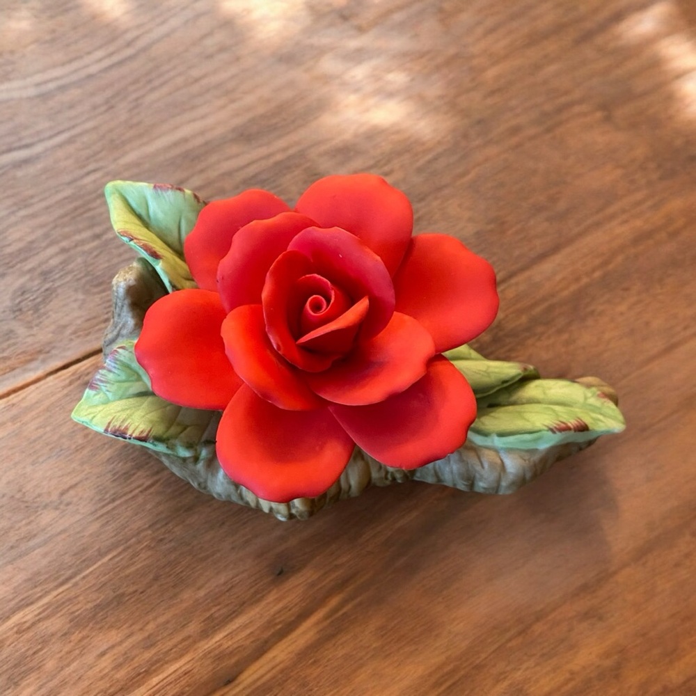 Vibrant Red Rose with Lush Green Leaves in Realistic Art Style - Picture 2 of 8